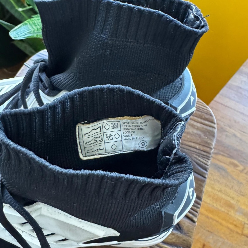 Anthony Wang Black White Chunky Sock Sneakers Platform Women's Size 9 - Picture 5 of 6